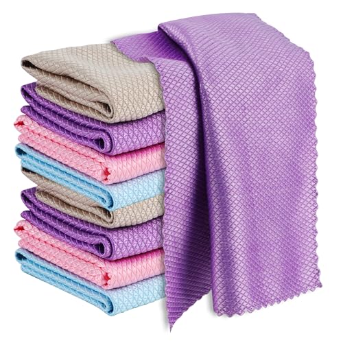 YiliYa 10X Bayetas para Cristales de Microfibra, Paños Magica sin Pelusa con 30x40 cm, Trapos de Limpieza para Coche, Ventanas, Cocina, Gafas, Platos, Vidrios, Espejos y Cámaras