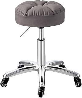 Cute Counter Stools with Thicker Seat Padding,Rolling Swivel Stool On 5 Wheels, Massage Salon Spa Facial Stool, Adjustable Height PU Leather Bar Stool Shop Stool Wi Grey (Grey1)