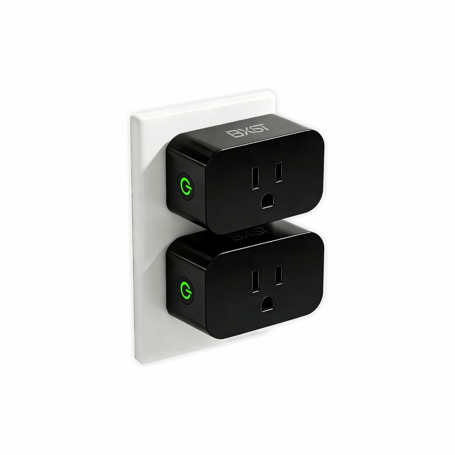 BXST WiFi Smart Plug 15A 1800W, Smart Outlet with Timer & Countdown, Voice Control with Alexa & Google Home, 2.4GHz WiFi Socket for Home Appliances, No Hub Required, CE FCC Listed, Black, 2 Pack