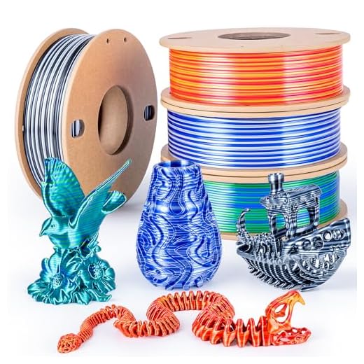 3Dgenius Silk Rainbow PLA Filament 1.75mm Silk PLA 3D Printer Filament Shiny Fast Color Changing Gradient Filament 3D Printing Filament Fit Most FDM Printers, 250g X 4 Gradient Multiple Spools, 4Pack6