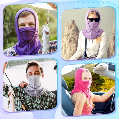 Image of Patelai 6 Pcs Summer Balaclava UV Face Mask Sun Protection Cooling Hood Full Head Face Cover for Women Men Cycling Fishing