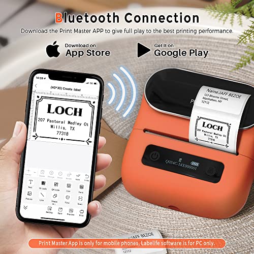 Phomemo M220 Label Printer, Portable Barcode Printer, 3.14 Inch Bluetooth Thermal Label Maker For Barcodes, Name, Address, Clothing Labeling, For Office Home,Compatible With Phones And Some Pc Orange #TOP2