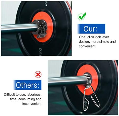 LuluDa 4 PCS Barbell Clamps Collars Olympic Bar Clips 1Inch Barbell Clips Quick Release Professional Olympic Barbell Locking Collars For Fitness Weightlifting Strength Training