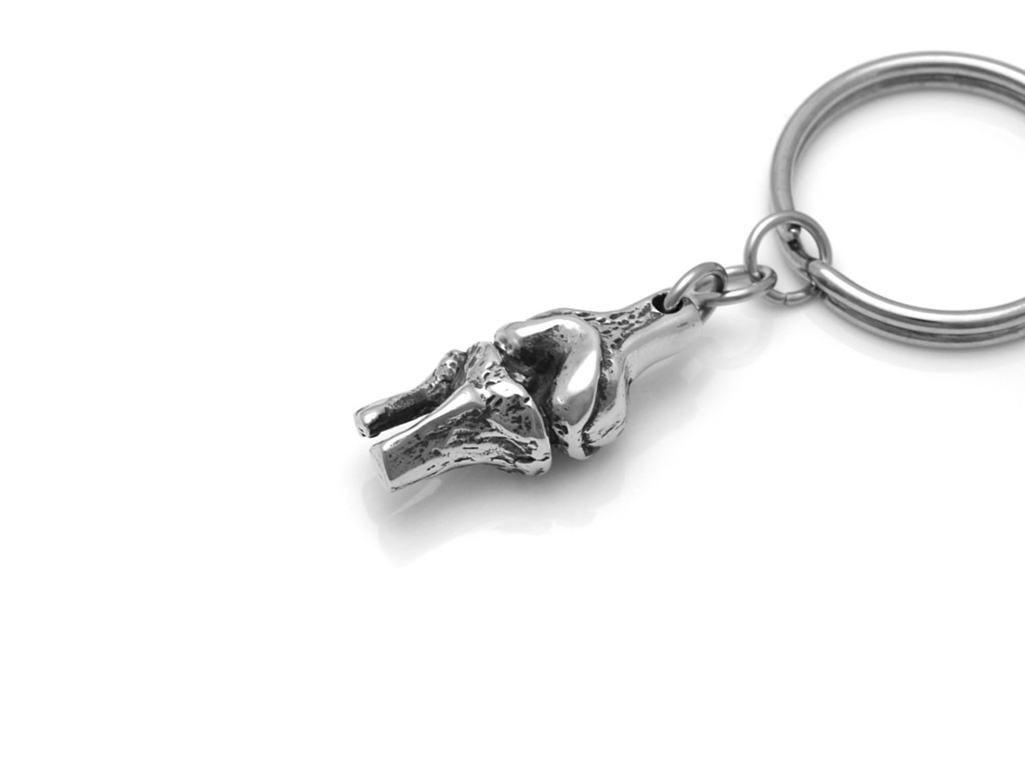 Handmade Knee Keychain, Handmade Tibia and Femur Charm in Pewter