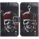 TienJueShi Skull Flip Book-Style Brief Leder Tasche Schutz Hulle Handy Hülle Abdeckung Fall Wallet Cover Etui TPU Silikon Fur Acer Liquid Z6 Plus 5.5 inch