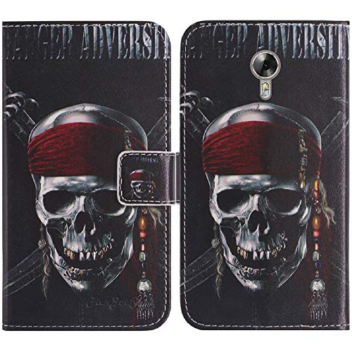 TienJueShi Skull Flip Book-Style Brief Leder Tasche Schutz Hulle Handy Hülle Abdeckung Fall Wallet Cover Etui TPU Silikon Fur Acer Liquid Z6 Plus 5.5 inch