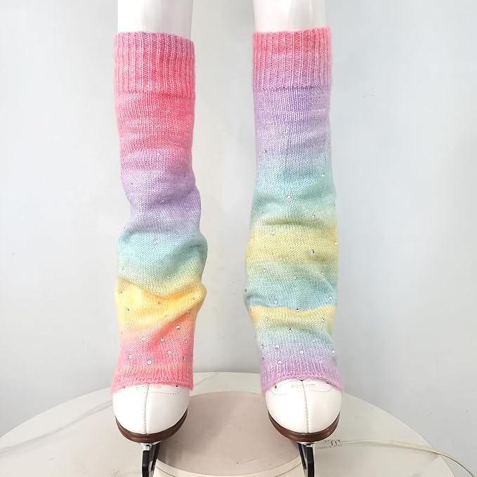 Figure Skating Leg Warmers Colorful Knit Design One Size Fits All Thermal Protection for Women and Kids Training3