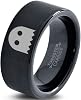 Ghost Blanket Eyes Looking Ring - Tungsten Band 8mm - Men - Women - 18k Rose Gold Step Bevel Edge - Yellow - Grey - Blue - Black - Brushed - Polished - Wedding - Gift Dome Flat