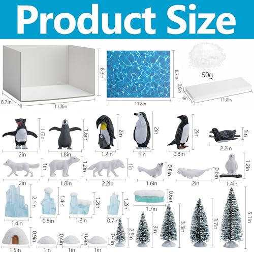 Image of 30 Pcs Arctic Animals Habitat Diorama Project Set for School DIY Crafts | Arctic Diorama Box Kit Figurine Toys Model, Polar Bear Penguin Animals Figurines Diorama Supplies