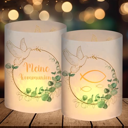 12 Windlicht Tischdeko, Meine Kommunion Deko Junge Mädchen...