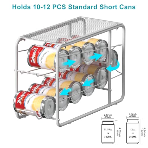 MOOACE 4 Pack Can Organizer for Pantry, Stackable Soda Can Dispenser Rack, Pantry Organizer Canned Food Storage Holder for Kitchen Refrigerator Cabinet, White