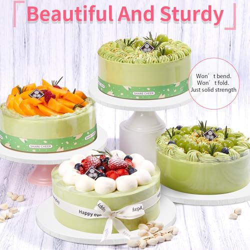 Planches à gâteau rondes pour mariage et pièces montées multicouches blanches lot de 4