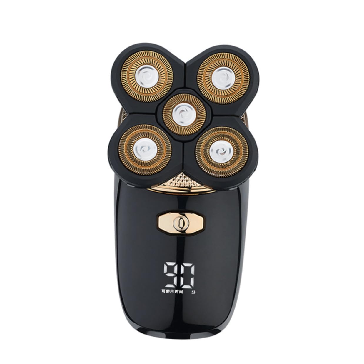 Rasoio Elettrico Uomo Five-in-one in Acciaio Placcato Titanio | Ricarica Usb, Taglio Barba e Chioma, Finitura Oro, per Rasatura e Rifinitura Quotidiana