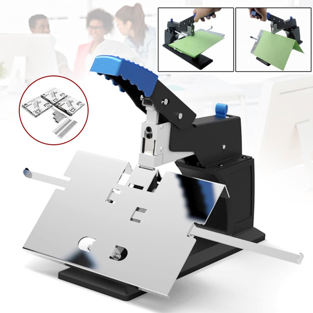 Office Manual Desktop Saddle Stitchers, Saddle Stitching Stapler with External Margin Adjustment Knob, 60 Sheets 2 Seconds Fast Switching, Both Saddle & Flat Rapid Binding Machine for Office