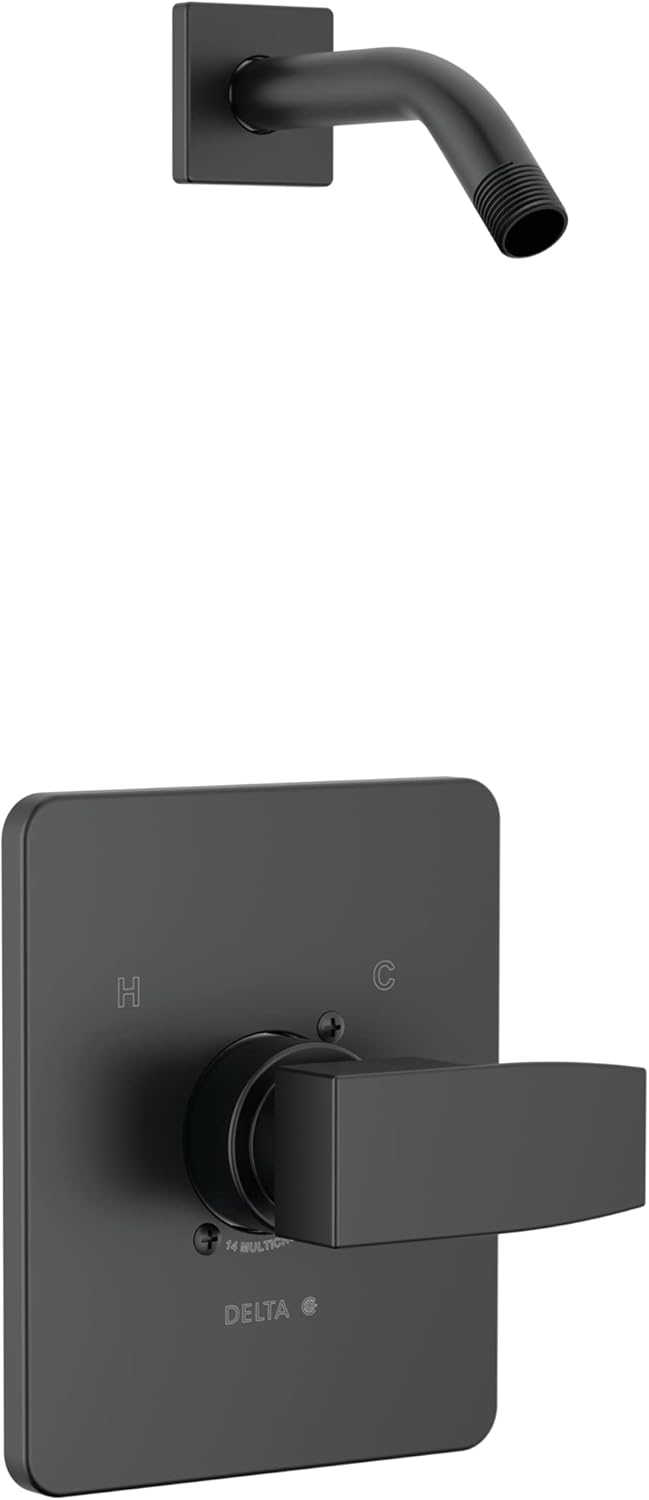 Delta Faucet Modern Single Handle Matte Black Shower Faucet Set, Matte