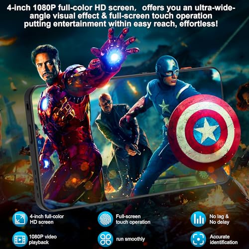 144GB MP3 Player with Bluetooth and WiFi,Senpeng 4\" Full Touch Screen Music Player with Spotify,Amazon Music,Pandora,YouTube,Audible,Android Mainstrem Media MP4 Music Player for Kids up to 1TB,Black - Thumbnail 5