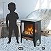 Electric Fireplace Heater - CSA/UL Certified, 3D Flame Effect, 1400W/700W Dual Heat, 400 Sq Ft Coverage, 3-Sided Panoramic View, Removable Feet & Safe for All Homes，Black