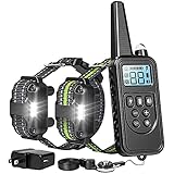 F-color Dog Training Collar, 865 Yards Safe Static Shock Collar for Dogs with Remote for Large Medium Small Dogs, Light Beep Vibration Shock 4 Modes, Waterproof and Rechargeable Dog Shock Collar