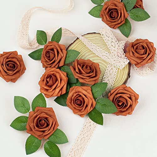 Mocoosy-50Pcs-Burnt-Orange-Artificial-Rose-Flowers-Terracotta-Fake-Roses-for-Decorations-Real-Touch-Rust-Foam-Rose-Bulk-with-Stem-Floral-Arrangements-Wedding-Bouquets-Bridal-Shower-Party-Home-Decor Mocoosy 50Pcs Burnt Orange Artificial Rose Flowers Terracotta Fake Roses for Decorations Real Touch Rust Foam Rose Bulk with Stem Floral Arrangements Wedding Bouquets Bridal Shower Party Home Decor