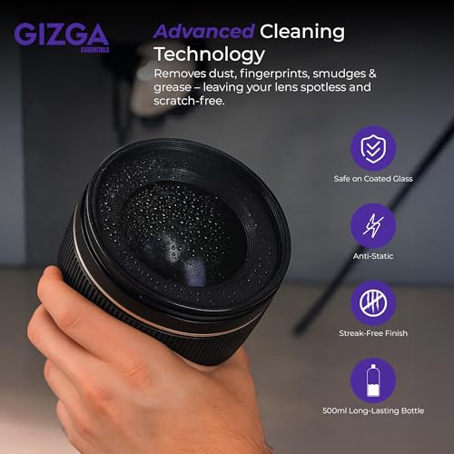 Image of Gizga Pro Series 6-in-1 Cleaning KIT - 500ml Cleaning Spray, 50-Lens Tissues, Soft Brush, 10 Wet Wipes, Microfiber Cloths | for Screen Laptop PC Binocular TV Camera Lens Smartphone Tablet Keyboard