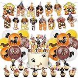 Teckel Dog Party Decor, Teckel Dog Cake Decor, Ballons Inclus, Idéal pour la fête D'anniversaire de Devise, 30pièces de Décoration d'anniversaire pour Enfants, Thème de fête d'animaux