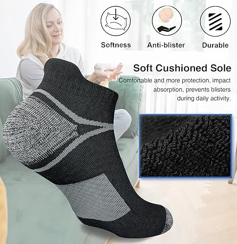 Men's Athletic Cushioned Ankle Socks Comfort Wicking Anti-Blister Running Sock 5 Pairs3