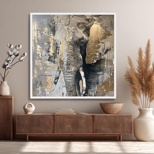 Tableau éléphant moderne, art mural animalier abstrait chic