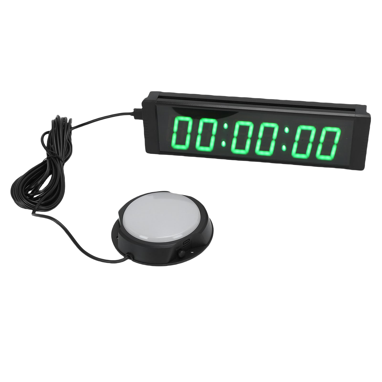 Focket Temporizador de, 6 Dígitos, Pantalla LED Verde de 1,5 Pulgadas, Cronómetro, Temporizador de Cuenta Regresiva Multifunción con Control Remoto y Botón con Cable para Eventos, Reuniones