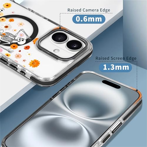 Coque de protection magnétique antichoc pour iPhone 16 transparente avec motif - 6