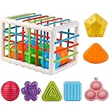 Baby Shape Sorting Toy, Sensory Shape Sorting Toy Set with Elastic Bands and Colorful Shapes Sorter Sorting (13pcs)