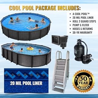 Premium 24' Round Above Ground Pool Package, 54" Salt Friendly Aluminum Wall & Resin Top Rails & Uprights. Includes Pool, Skimmer & Return, Liner, Steps, Sand & Pump Filter System Plus Pool Float