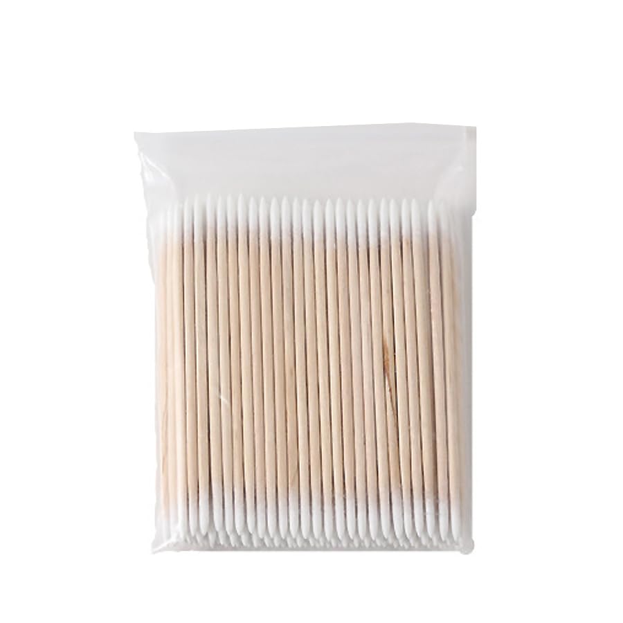 100 bastoncillos de algodón de doble cara con puntas finas para decoración de uñas, maquillaje, corrección de delineador de ojos y otros tratamientos de belleza (blanco)