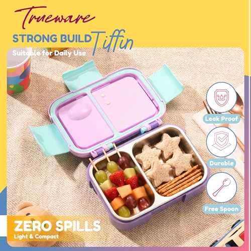 Image of Trueware Galaxy 2 304 Stainless Steel PU Insulated Lunch Box with Two Compartment BPA Free, Food Grade Ideal for School, Picnic, Office & Outdoor - 530ml