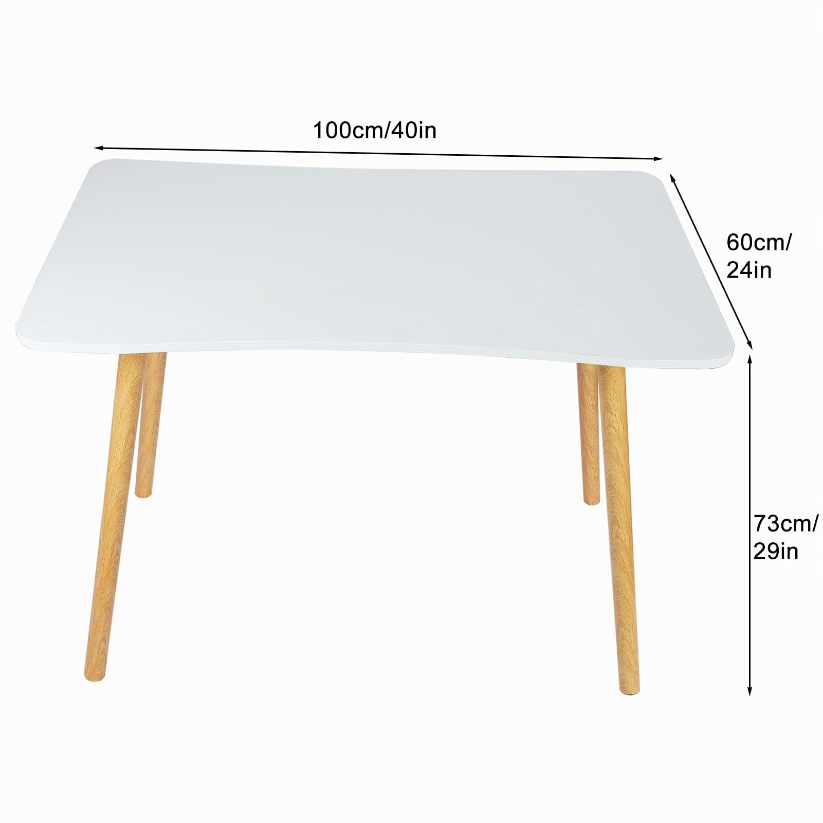 Bureau d'ordinateur OSKOPWRC Blanc, 100 x 60 cm, Bureau d'étude, Bureau de travail, Table de jeu, Blanc, Style nordique, Bois naturel