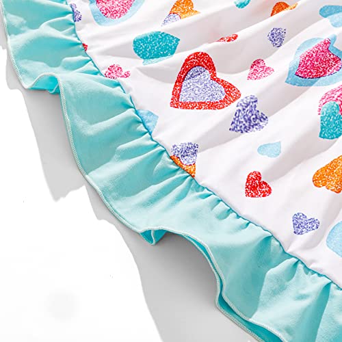 Toddler Girl Dress Love Hearts Print Ruffle Bottom Long Sleeve Casual Dress 3-8Y3