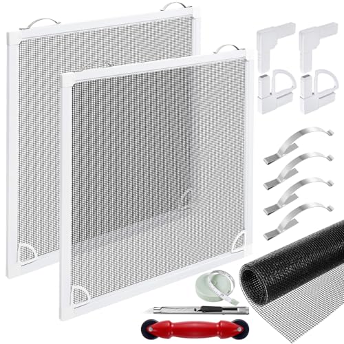 2 Sets Window Screen Frame Kit 5/16 in x 1/8 in x36inX36in Fiberglass Window Screen Replacement Kit...