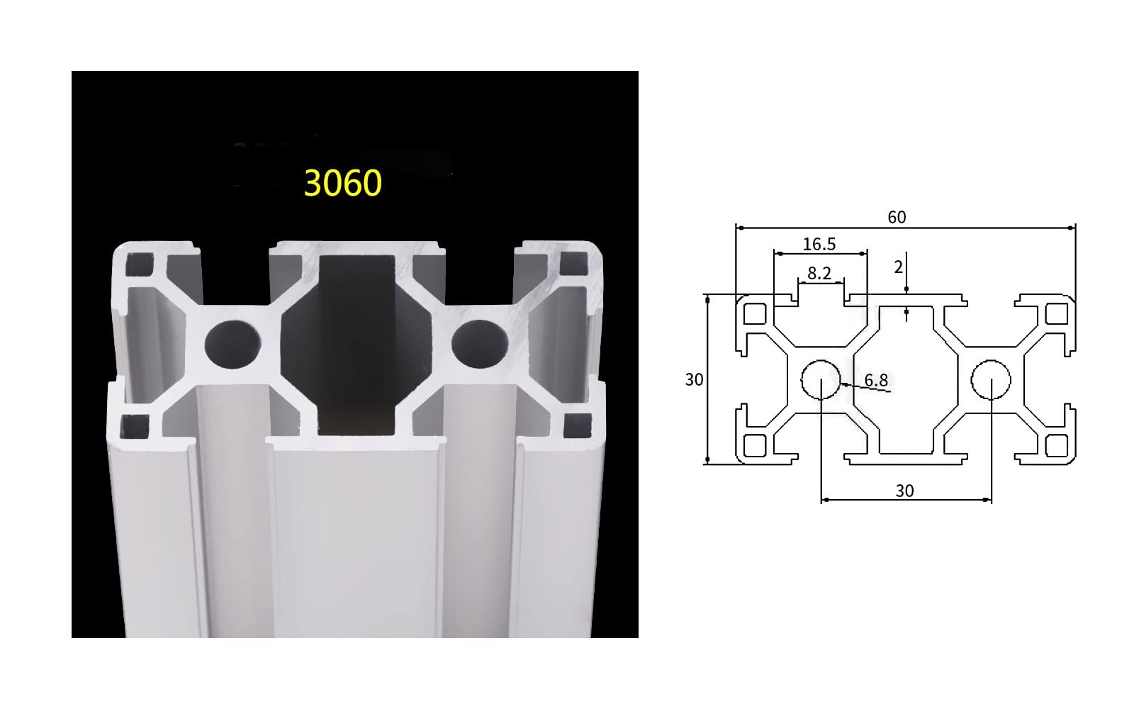 TEN-HIGH 3060 Aluminum Extrusion Profile 23.62inch / 600mm European Standard for 3D Printer and CNC DIY (Quantity: 4pcs, Thickness: 2mm)