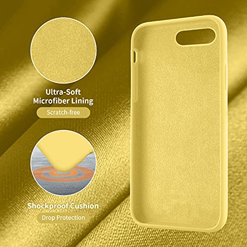 Cordking Iphone 8 Plus Case, Iphone 7 Plus Case, Silicone Ultra Slim Shockproof Phone Case With [Soft Anti-Scratch Microfiber Lining], 5.5 Inch, Yellow #TOP4