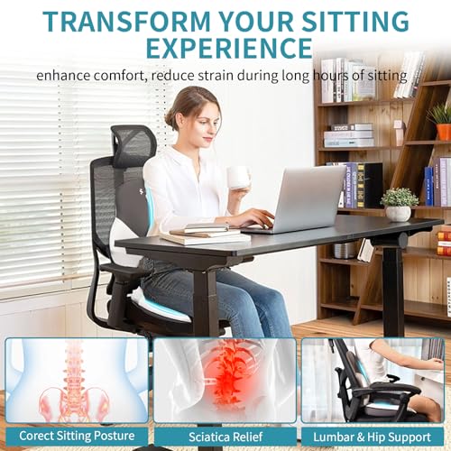 Image of FLORICH Seat Cushion Lumbar Support Pillow for Office Chair, Car Lower Back Support, Ergonomic Desk Chair Pillow for Butt and Back Support of Memory Foam Seat Pad(Grey)