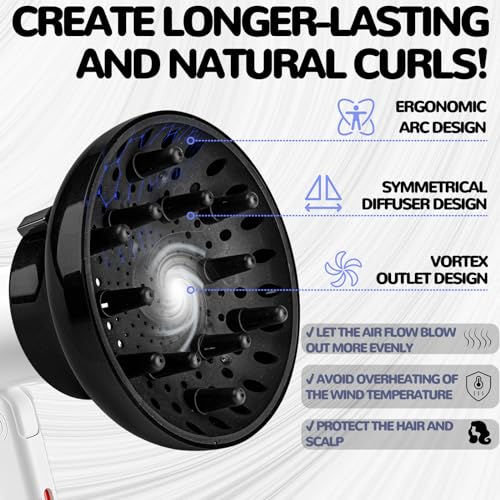 YUNAI Universal Hair Diffuser, Adjustable Attachment, Fits Most Kinds of Blow Dryer, Diameter 4.3cm to 6.5cm Prefer, Professional Salon Frizz-free Fast Blow Drying Diffuser for Curly Hair.(Black) - Image 5