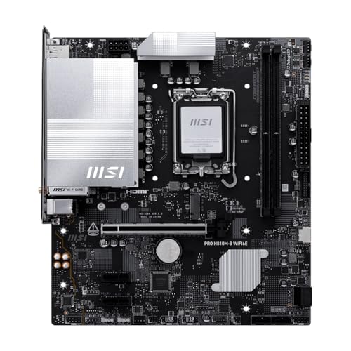 Image of MSI PRO H810M-B WIFI6E Motherboard, mATX - Supports Intel Core Ultra Processors (Series 2), LGA 1851 - DDR5 Memory Boost (6400 MT /s MAX), PCIe 5.0 x16, M.2 Gen4, Wi-Fi 6E, 2.5G LAN