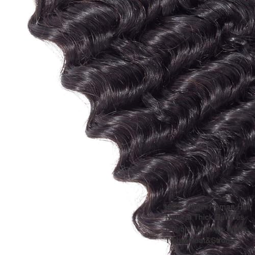 Extensiones de cabello humano para ondas profundas de impacto, kit de 45 y 50 cm negro 3