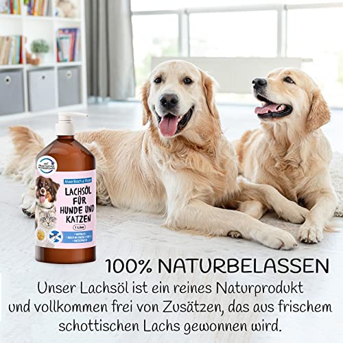 1 Liter Lachsöl für Tiere, Lachsöl für Hunde und Katzen, Barf Öl Hund, Fischöl für Hunde, Naturprodukt