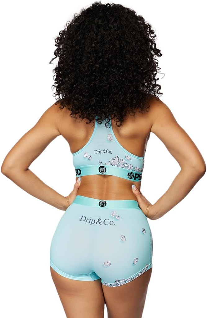 PSD Women's Rich Bandana Teal Sports Bra, Teal, S