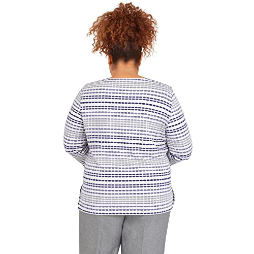 Alfred Dunner Women's Plus-Size Texture Stripe Top With Necklace Size 1X Ivory Multi #TOP2