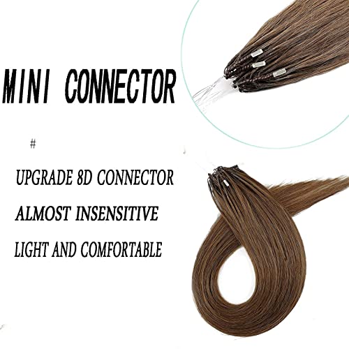 8D Microlink Hair Extensions, Nano Beads Real Human Hair, Pre-Bonded Seamless Hairpieces For Women,Brown,18In #TOP1