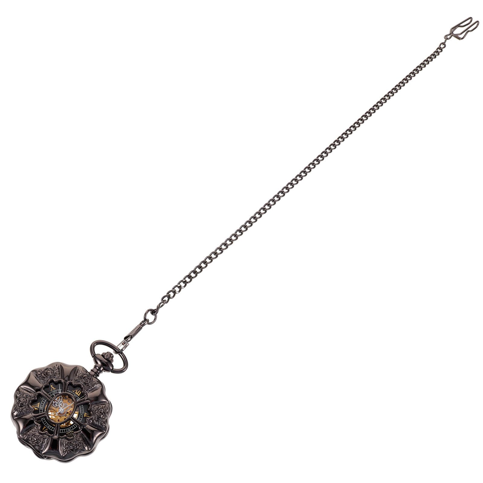 SOLUSTRE 2 Stück Vintage Taschenuhr mit Kette im Antiken Design Mechanische Uhr aus Legierung Kürbisförmiges Zifferblatt Präzise Zeitmessung für Studenten und Sammler