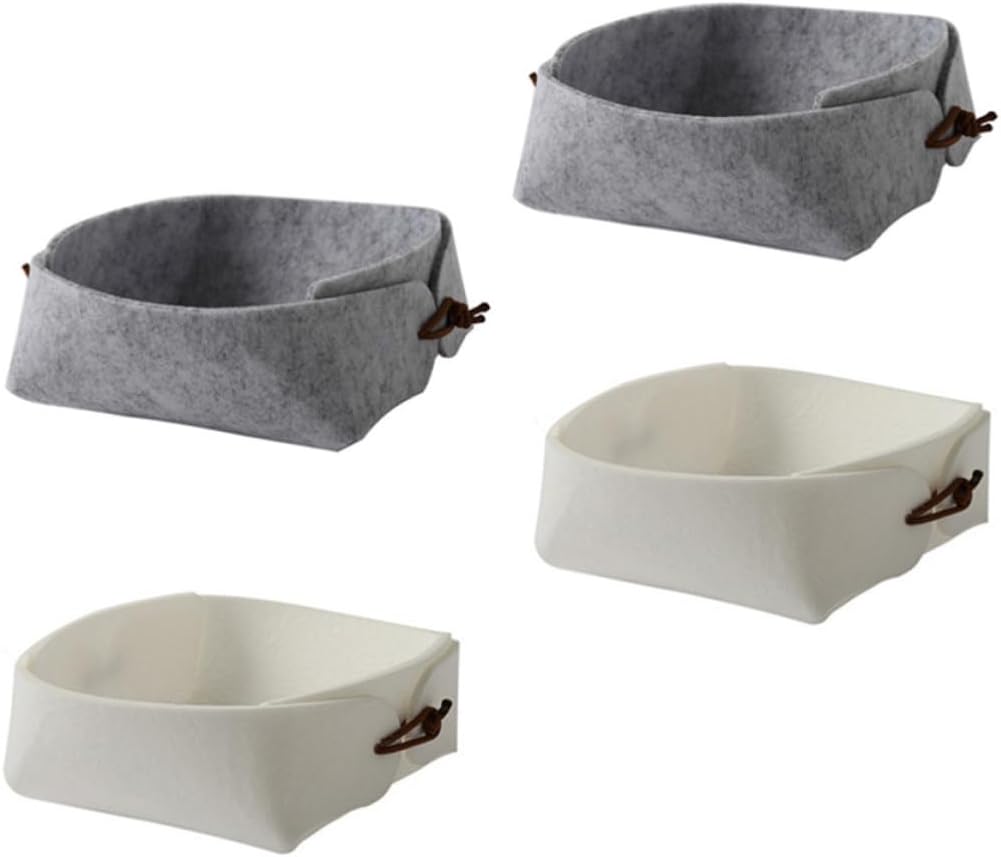 Mipcase 4pcs Felt Jewelry Box Simple Mini Storage Container for Desktop Use