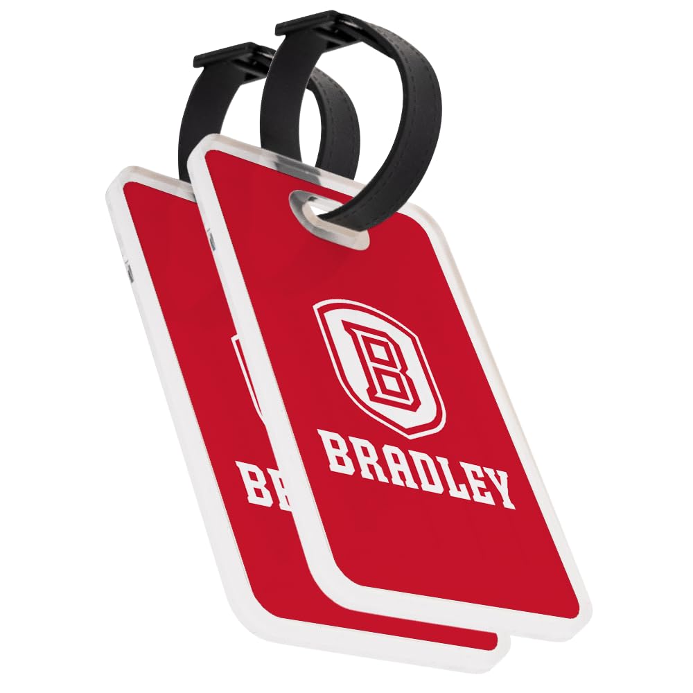 Desert Cactus Bradley University Luggage Tag Official BU Braves 2 Pack Travel ID Label for Suitcases Bags and