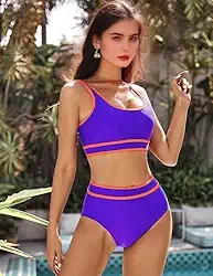 Conjunto de biquíni esportivo feminino de cintura alta de duas peças como roupa de banho